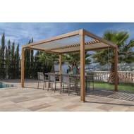 Tonnelle bioclimatique chêne 4x3 solaire - finition ton bois - h240cm