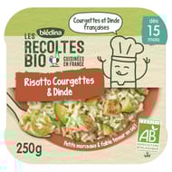 Bledina les recoltes bio assiette risotto/ courgette/ dinde 250g 15m