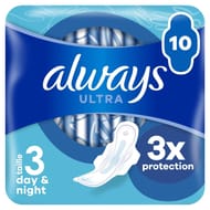 Always ultra serviettes jour et nuit taille 3 ailettes x10