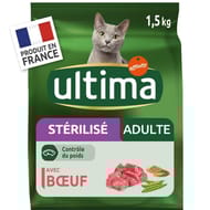 Ultima croquettes chat stérilisé adult boeuf 1.5kg