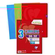 Clairefontaine 3 Cahiers piqûres 24X32 seyes 48 pages 90g MIMESYS 5 couleurs assorties