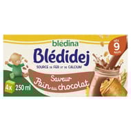 Blédina blédidèj brique de lait et céréale saveur pain au chocolat 4X250ml dès 9 mois