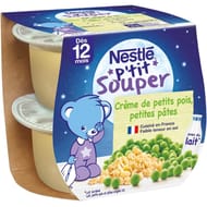 Nestlé p'tit souper crème de petits pois petites pâtes dès 12 mois 2x200g
