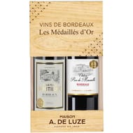 Coffret Bois Bordeaux Médailles Or 12,5% Vol. 2x75 cl