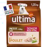 Ultima croquettes chien mini senior agevital +8 ans 1.35kg