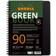 Cahier spirale microperforée 160x210 160pages 5x5 + lo greenbook rhodia
