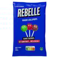 Rebelle sucettes sans sucre magic lollipops 50g