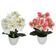 Orchidée artificielle pm en pot gris rose