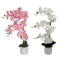 Orchidée artificielle mm en pot gris rose
