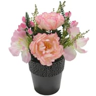 Pivoine petunia artificiels en pot dentelle (rose)