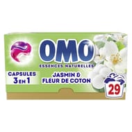Omo capsules 3en1 prendre l'air jasmin & fleur de coton 29 lavages 0.502kg