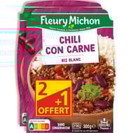 Fleury Michon chili con carne riz blanc 3x300g lot 2+1 offert