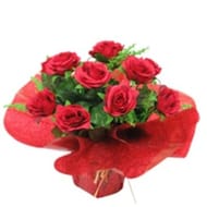 Bouquet bulle artificiel roses x18 - rose