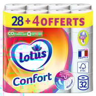 Lotus confort blanc papier hygiénique 32 rouleaux (28+4gr)