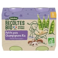 Bledina les récoltes bio petits pois champignons riz dès 8 mois 2x200g