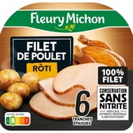 Fleury Michon filet de poulet rôti conservation sans nitrite 6 tranches 160g