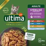 Ultima sachet repas chat stérilisé boeuf,poulet, thon et poisson x8 - 680g