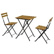 Ensemble candy bistro : 1 table + 2 chaises acier et bois