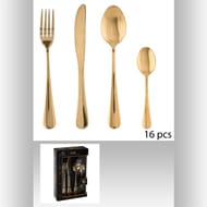 Ménagère inox 16 pièces or