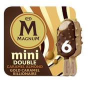Magnum 6 mini bâtonnets caramel amande & gold caramel billionaire 330ml 282g