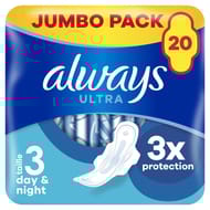 Always ultra serviettes jour et nuit taille 3 ailettes x20