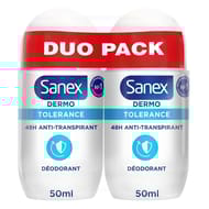 Sanex dermo déodorant antitranspirant bille tolerance 2x50ml
