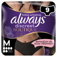 Always discreet incontinence sous-vetements boutique noire m x9
