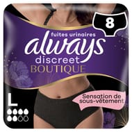 Always discreet incontinence sous-vetements boutique noire l x8