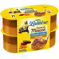 La laitière secret de mousse chocolat au lait et caramel 4x59g