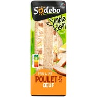 Sodebo "simple et bon" club sandwich poulet rôti oeuf 125g