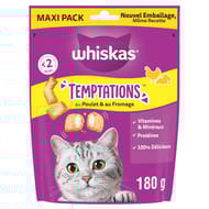 Whiskas temptations friandises au poulet et fromage pour chats 180g
