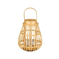 Lanterne bois naturel avec photophore verre