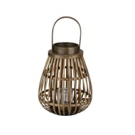 Lanterne bois fonce avec photophore verre