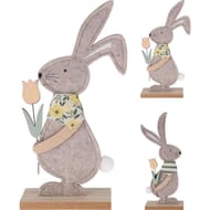 Lapin en feutre sur pied en bois assortiment