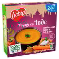 Liebig soupes voyage en inde lentilles corail, epices et lait de coco 2x30 cl