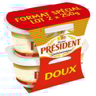 Président beurrier gastronomique doux 82% mg lot 2x250g format spécial