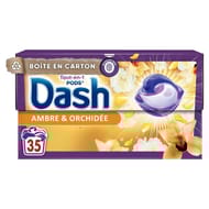 Dash tout-en-1 pods lessive capsules ambre & orchidée 35 lavages -0.679kg