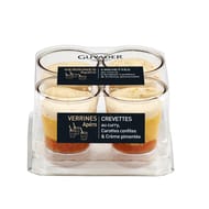 Verrines crevette au curry, carottes confites et crème pimentée 4x40g