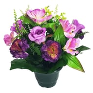 Iris oeillet artificiels rose en pot (jaune-orange)