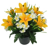 Mini lys artificiel fleurette x7 en pot (jaune)