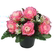 Rose artificielle fleurette en pot (jaune)