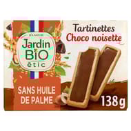 Jardin bio etic tartinettes chocolat noisette bio 138G