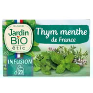 Jardin bio étic infusion thym menthe bio fraicheur tonique 20 sachets de 30g