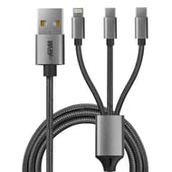 Apm câble 3 en 1 usba usbc lightning micro nylon gris 570316