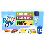 Recré o'lé trivariétés chocolat vanille caramel 12x85g - 1.020kg