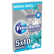 Freedent white chewing-gum sans sucres menthe douce 5x10-70g