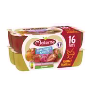 Materne compotes coupelles pomme, p framboise, fraise 16x100g -1600g
