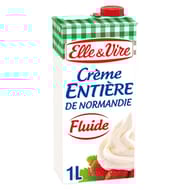 Elle & vire crème entière de Normandie fluide 30% mg uht brique 1 litre