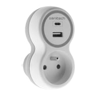 Zenitech prise 16a + chargeur A+C gris/blanc
