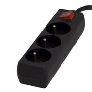 Chacon bloc3x16 avec cordon 1.5m et interrupteur noir 320g
